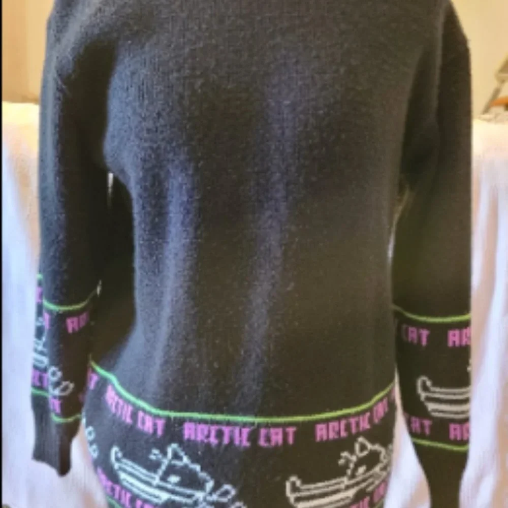 Rare Vintage 60s Arctic Cat Snowmobile Knit Graphic Sweater Shirt Pullover M 38 - Picture 12 of 13